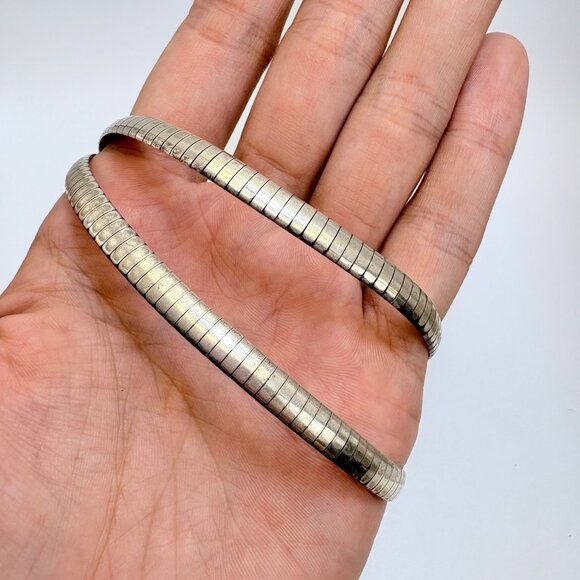 VTG Sterling Silver 925 Omega Chain Necklace Lobster Clasp Size 18.5" Length - Picture 10 of 13